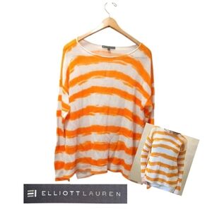 - LIGHTWEIGHT MESH STRIPE COTTON PULLOVER by ELLIOTT LAUREN NWT